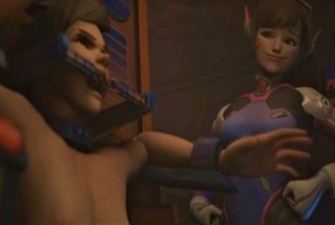 Tracer Tickled in DVa Arcade by Baronstrap Overwatch 3D porn